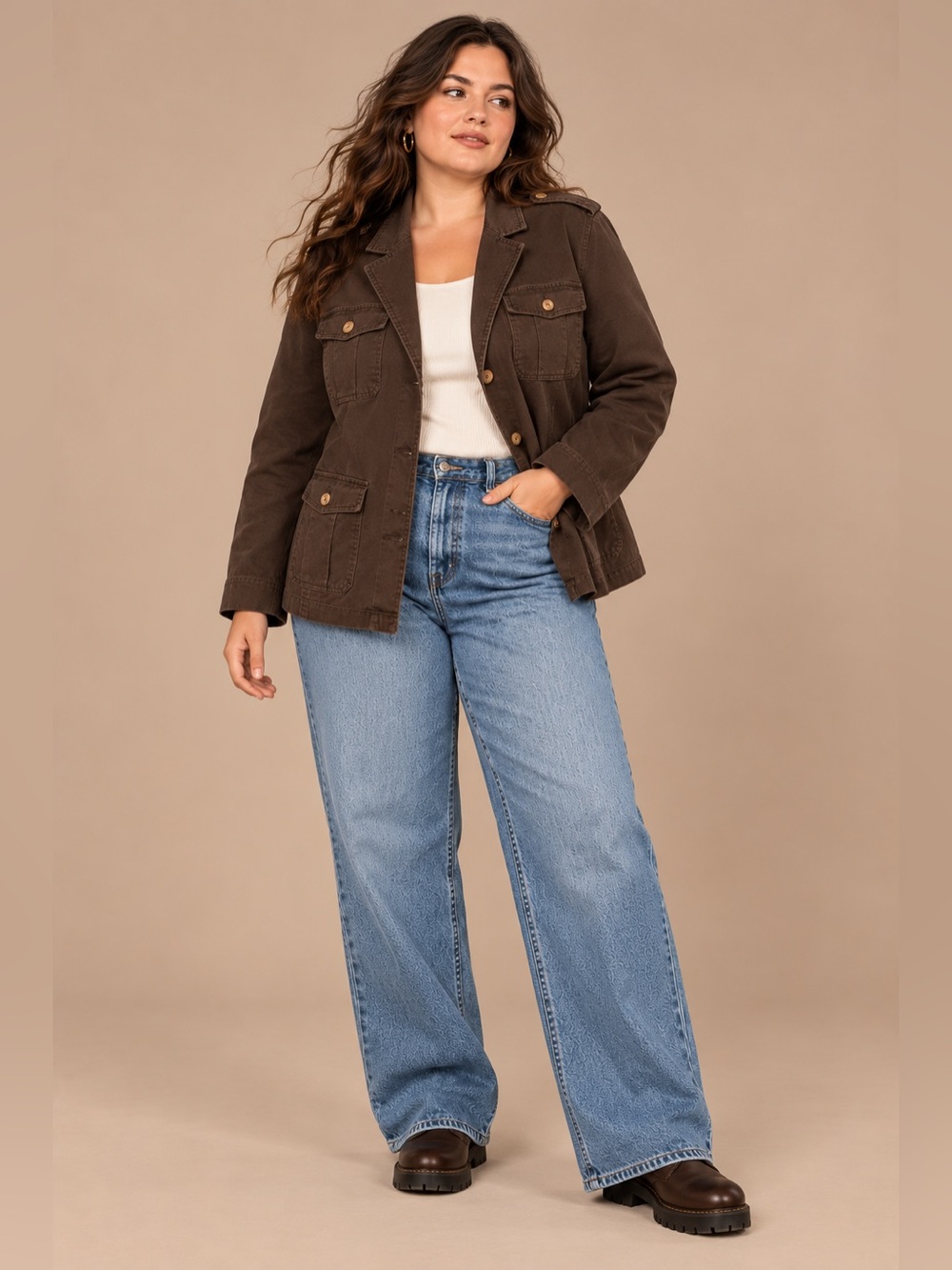 Jockey Person To Person Y2K Brown Utility Womens Jacket 3XL